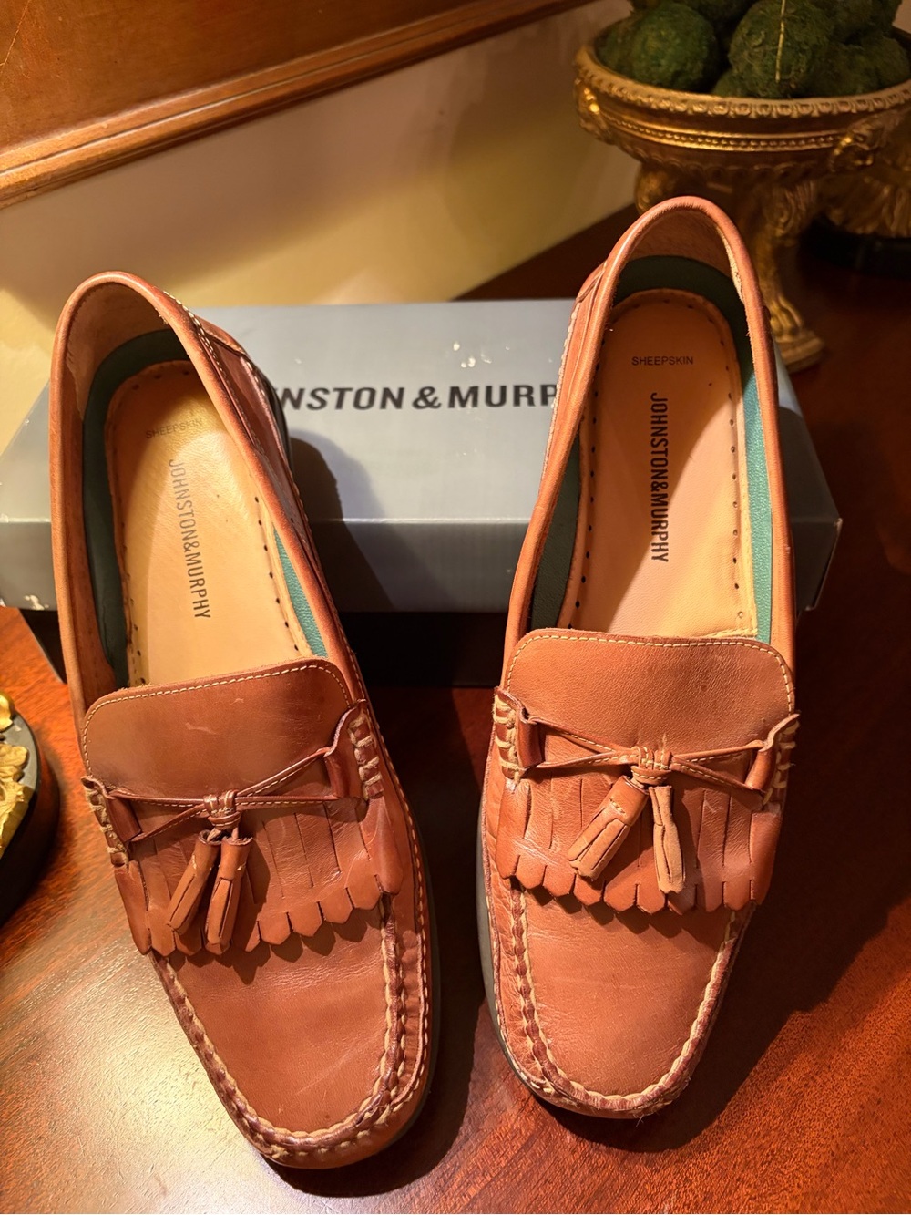 Johnston & Murphy Tan Leather Tassel Kiltie Loafers